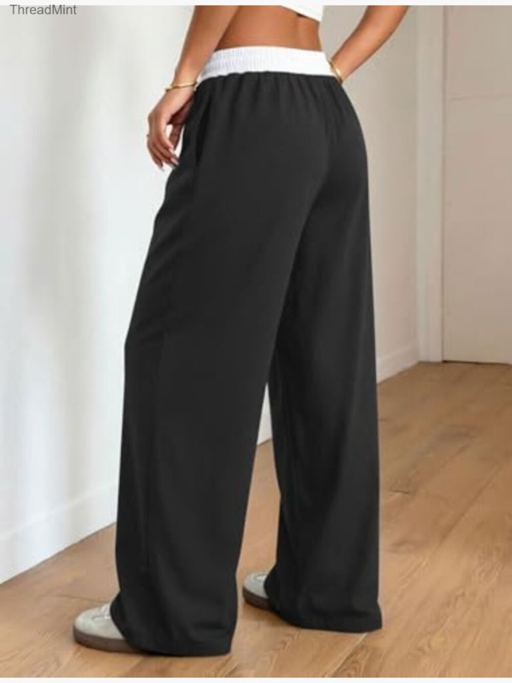 Y2K Wide Leg Cargo Sweatpants Drawstring Waist Jogger Pockets - Picture 2 of 7
